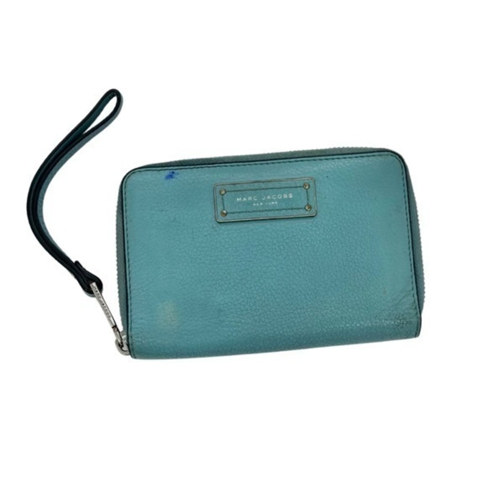 Marc Jacobs Women’s Turquoise Blue Genuine Pebbled Leather Wristlet Wallet